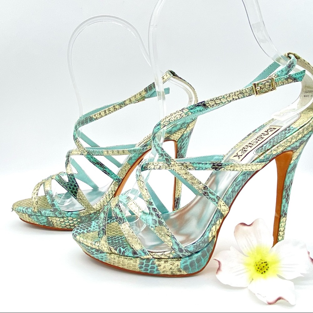 L EUC Badgley Mischka Snakeskin Heels, 6 - Picture 3 of 14